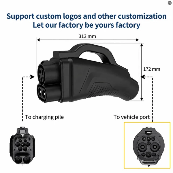 GB/T vehicle connector on CCS2 charging adapter